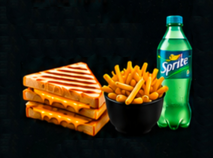 Grilled Veg Cheese Sandwich, Fries, Cold drink 250ml