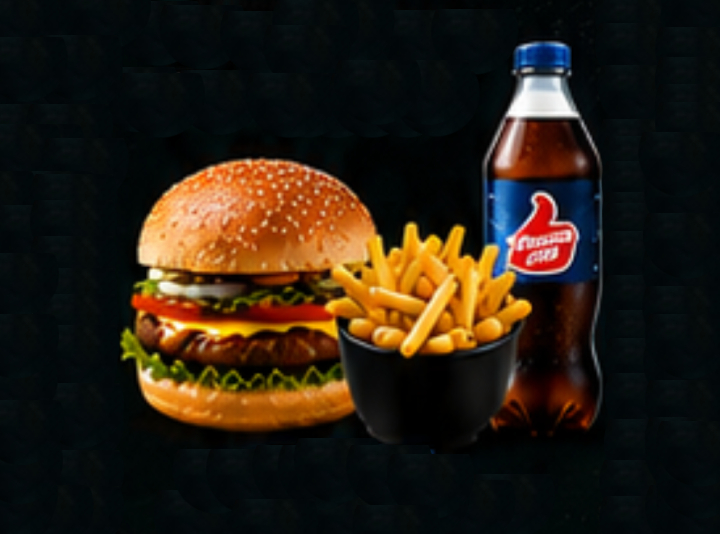 Veg Burger, Fries, Cold drink 250ml
