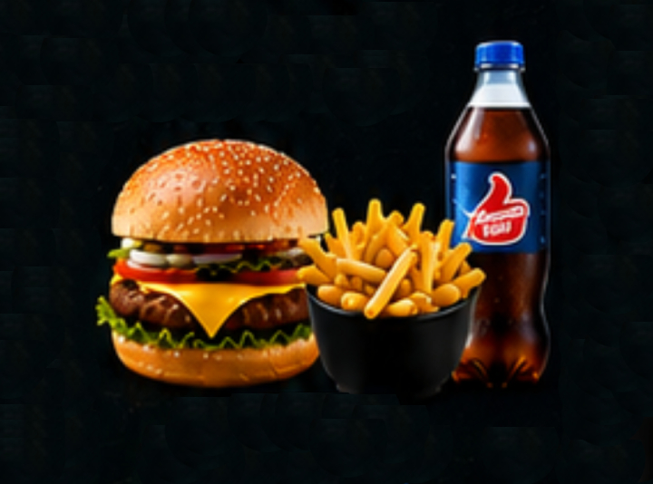 Cheese Burger, Fries, Cold drink 250ml